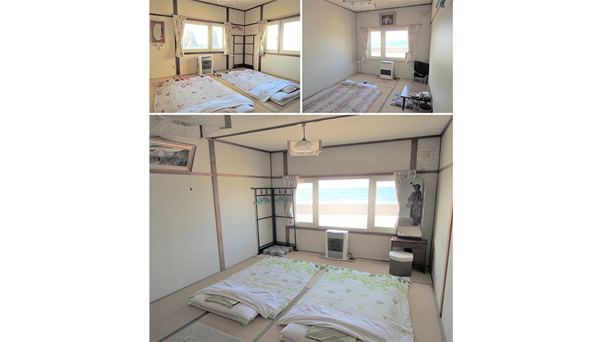 客室例：海側の部屋は目の前に広がる日本海と三本杉を眺めることができる